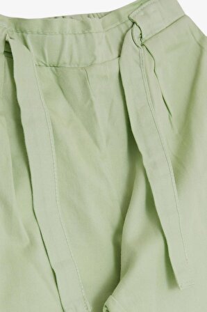 BREEZE Kız Çocuk Pantalon Beli Lastikli Cepli Kuşaklı 2-6 Yaş, Su Yeşili