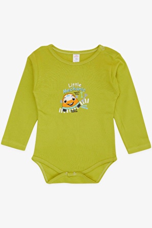 Breeze Erkek Bebek Çıtçıtlı Zıbın Body Küçük Tamirci 9 Ay-3 Yaş, Fıstık Yeşili