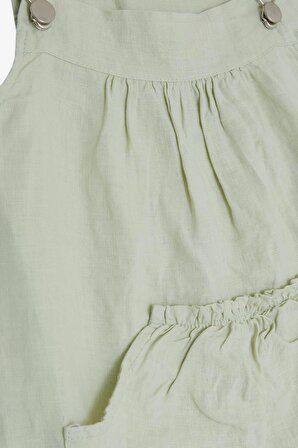 BREEZE Kız Çocuk Jile Elbise Cepli Askılı 5-9 Yaş, Su Yeşili