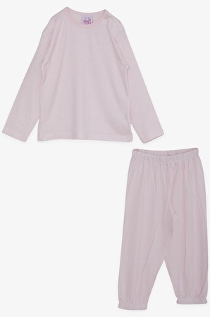 BREEZE Kız Bebek Pijama Takımı Kazayağı Desenli 9 Ay-3 Yaş, Pembe