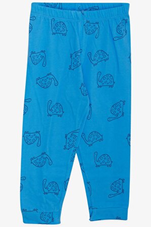 Breeze Erkek Çocuk Pijama Takımı Kaplumbağa Desenli 1.5-5 Yaş, Mavi
