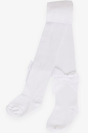 Breeze Kız Bebek Külotlu Çorap Fiyonklu 6-18 Ay, Beyaz