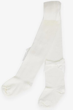 Breeze Kız Bebek Külotlu Çorap Fiyonklu 6-18 Ay, Ekru