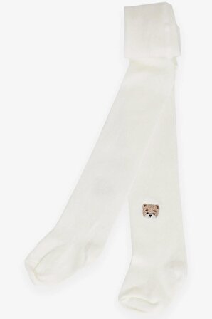 Breeze Erkek Bebek Külotlu Çorap Sevimli Ayıcık Nakışlı 0-18 Ay, Ekru