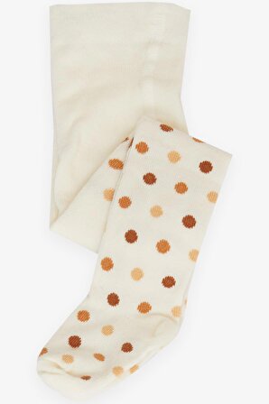 Breeze Kız Bebek Külotlu Çorap Renkli Puantiye Desenli 0-18 Ay, Ekru