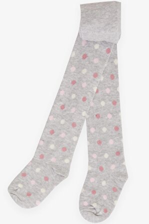 Breeze Kız Bebek Külotlu Çorap Renkli Puantiye Desenli 0-18 Ay, Açık Gri Melanj