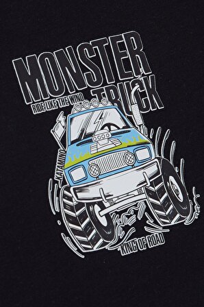Breeze Erkek Çocuk Atlet Monster Truck Baskılı Geniş Askılı 7-8 Yaş, Lacivert