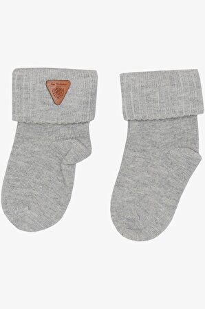 Katamino Erkek Bebek Soket Çorap Armalı 0-18 Ay, Gri