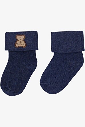 Katamino Erkek Bebek Soket Çorap Ayıcık Amalı 0-18 Ay, Koyu Mavi