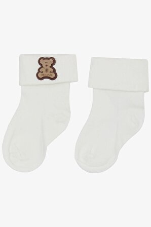Katamino Erkek Bebek Soket Çorap Ayıcık Amalı 0-18 Ay, Ekru