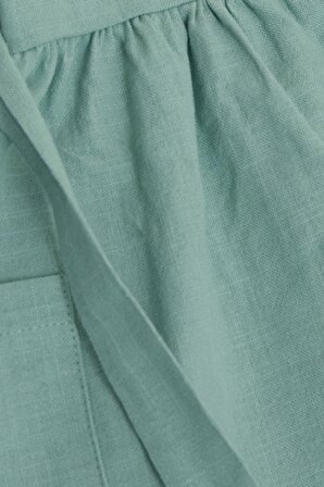 Breeze Kız Çocuk Keten Elbise Düğmeli Yanları Cepli 1.5-5 Yaş, Mint Yeşili