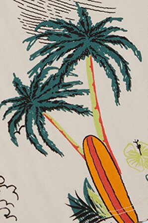 Jack Lions Erkek Çocuk Tişört Yaz Temalı Palmiye Ağacı Desenli 1.5-5 Yaş, Bej