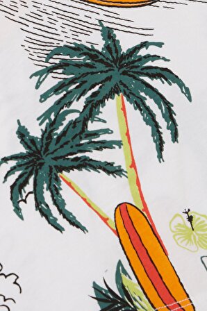 Jack Lions Erkek Çocuk Tişört Yaz Temalı Palmiye Ağacı Desenli 1.5-5 Yaş, Beyaz