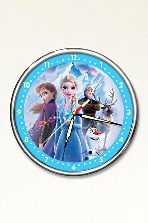 Dekor Loft Premium Gece Parlayan Elsa Frozen  Çocuk Odası Duvar Saati PFS-1833
