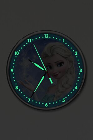 Dekor Loft Premium Gece Parlayan Elsa Frozen  Çocuk Odası Duvar Saati PFS-1837