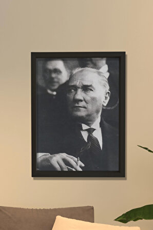 Dekor Loft Doğal Çam Ağacı Çerçeveli Atatürk Tablo
