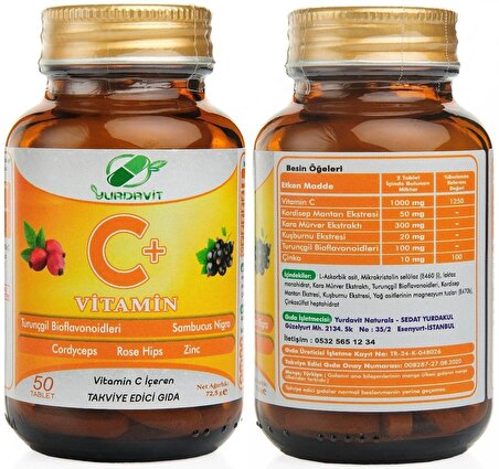 Yurdavit Set 50 Tablet Vitamin C Vitamini 1000 Mg Hydrolyzed Kolajen Tip 1-2-3 Hyaluronik Asit 