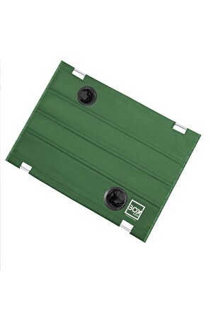 Box&Box Katlanabilir Kumaş Kamp ve Piknik Masası, Yeşil, Geniş Model, 2 Bardak Gözü, 73x55x48 cm
