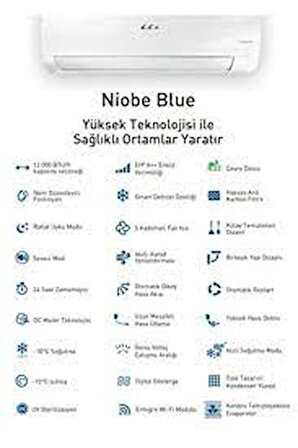 E.C.A Niobe Blue 18.000 BTU Inverter Duvar Tipi Split Klima R32 Wi-Fi + UV A++ ESA1418A100 Niobe Blue ESA1418A100 A++