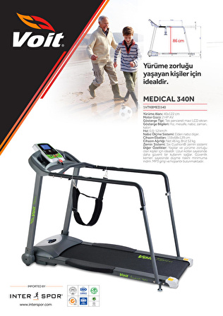 Voit Medical 340 New 2 HP AV Motorlu Eğimsiz Koşu Bandı