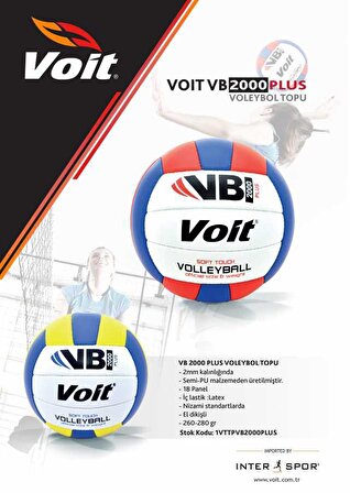 Voit VB2000 Plus Voleybol Topu No 5 Beyaz -Mavi -Kırmızı