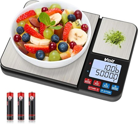 Voit SC21 Hassas Mutfak Terazisi-LCD Ekranlı Dijital Tartı-Paslanmaz Çelik Mutfak Ölçüm Tartısı 10kg/0,5kg & 1g/0,01g