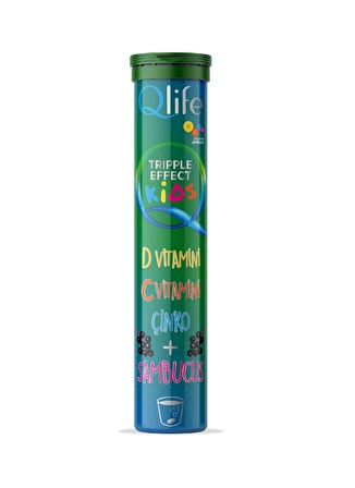 Qlife Tripple Effect Kids D Vitamini + C Vitamini + Çinko 20 Efervesan Tablet