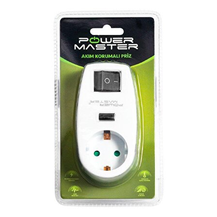 Powermaster PM-18522 16A-3500W Anahtarlı Akım Korumalı Priz