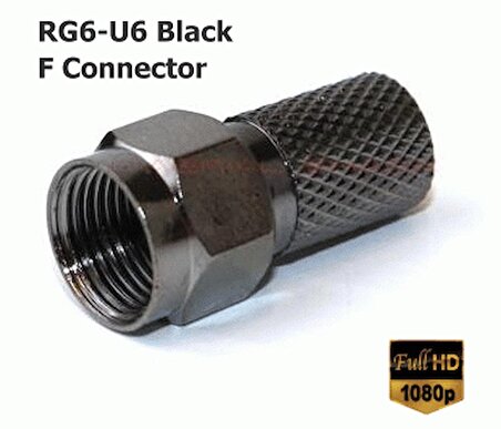 electroon RG6-U6 Siyah Contalı F Konnektör - 10Adet