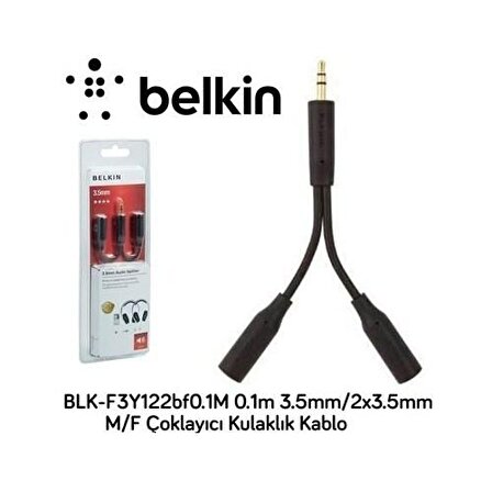 Belkin F3y122bf0.1M 3.5mm 1x2 Kulaklık Çoklayıcı Kablo 10cm