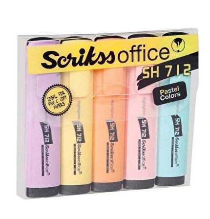 Scrikss Office Pastel Fosforlu Kalem Seti 5'li Sh712