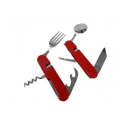 Kırmızı Çatal Kaşık Bıçak Set