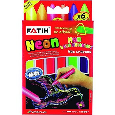 Fatih Neon Wax Crayon 6 Renk Jumbo Boya