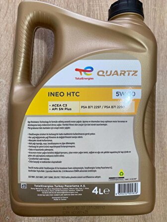 Total Quartz INEO HTC 5W-30 C3 Motor Yağı 4L D.Y.2023
