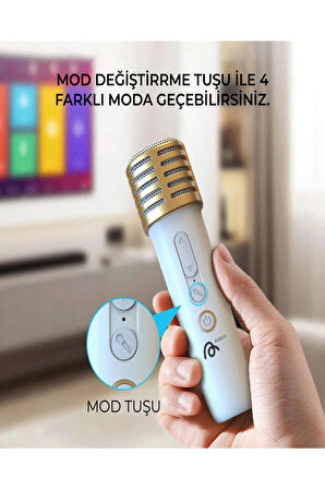 Vothoon Karaoke Bluetooth Hoparlör Aggıy Ag-S7 Kablosuz Mikrofonlu Rgb LED Parti Işıklı