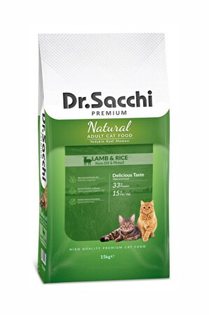 Dr Sacchi Premium Kuzu Etli ve Pirinçli Kedi Mamas