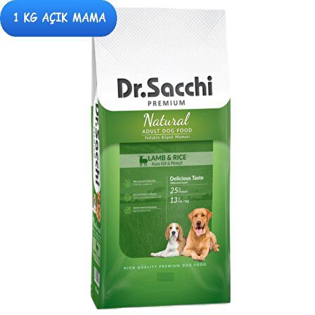Dr. Sacchi Premium Natural Kuzu Etli-Pirinçli Küçük Irk Yetişkin Açık Kuru Köpek Maması 1 kg