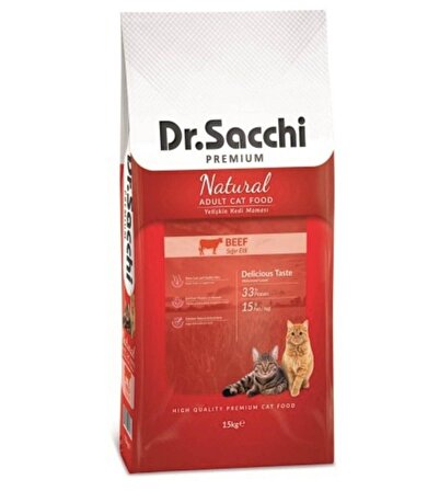 Dr. Sacchi Premium Natural Beef Sığır Etli 15 kg Yetişkin Kedi Maması