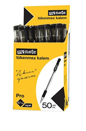Mynote Pro 0.7 mm iğne Uçlu Jel Tükenmez Kalem Siyah 50'Li