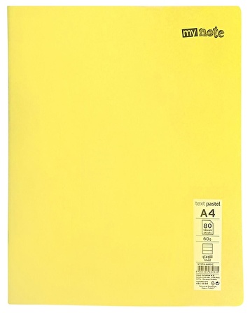 MYNOTE TEXT PASTEL DEFTER PP KAPAK TEL DİKİŞLİ A4 40 YP ÇİZGİLİ MTXPA-A440-Ç 30002131 12 Adet