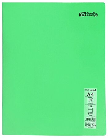 MYNOTE TEXT PASTEL DEFTER PP KAPAK TEL DİKİŞLİ A4 40 YP KARELİ MTXPA-A440-K 30002132 12 Adet