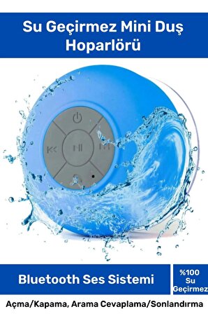 Deluxe Serisi Vantuzlu Su Geçirmez Şarjlı Mini Bluetooth Özellikli Beyaz Duş Kamp Sahil Hoparlörü