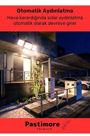 Premium Kumandalı Solar Güneş Enerjili 122 Ledli Hareket Sensörlü Bahçe Aydınlatma Sokak Lambası