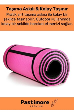 Taşıma Askılı Konfor Modeli Çift Taraflı Kaymaz Yoga Meditasyon Minderi Pembe Siyah Mat