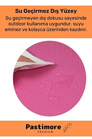 Taşıma Askılı Konfor Modeli Çift Taraflı Kaymaz Yoga Meditasyon Minderi Pembe Siyah Mat