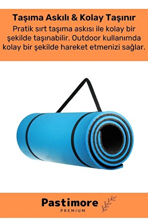 Taşıma Askılı Konfor Modeli Çift Taraflı Kaymaz Yoga Meditasyon Minderi Mavi Mat