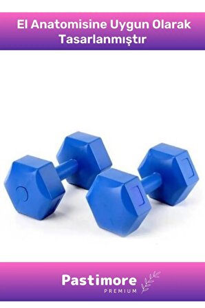 Plastik Köşeli Spor Egzersiz Vücut Kas Geliştirme Fitness Ağırlık Mavi 2 Kg Dambıl Set - 2 Adet