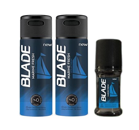 Blade Marine Fresh Deodorant 2 Adet 150ml ve Roll-on 50ml