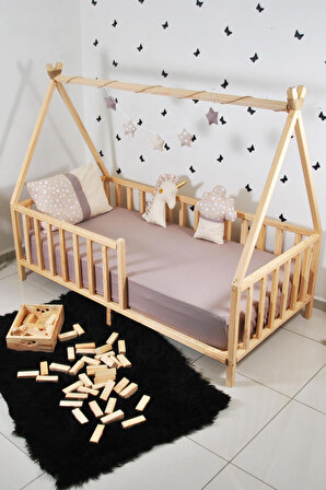 Markaawm Montessori Doğal Ahşap Yatak 90x190 Bebek Çocuk Karyola