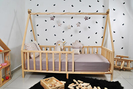 Markaawm Montessori Doğal Ahşap Yatak 90x190 Bebek Çocuk Karyola